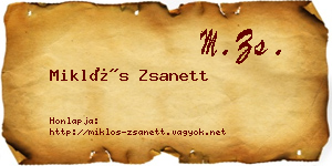 Miklós Zsanett névjegykártya